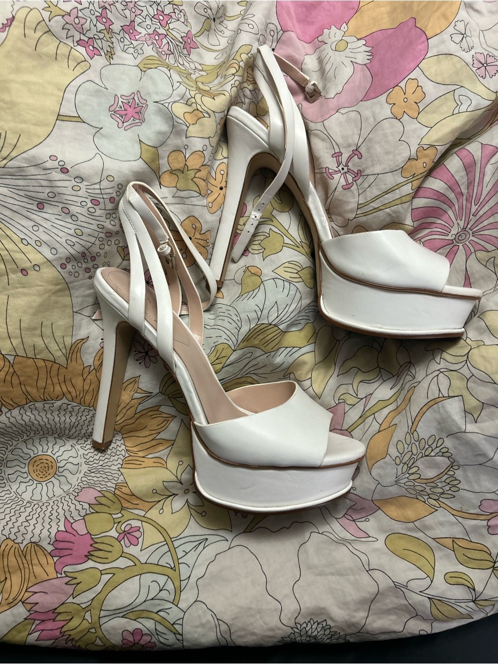 Aldo White Platform Slingback Stiletto Heels